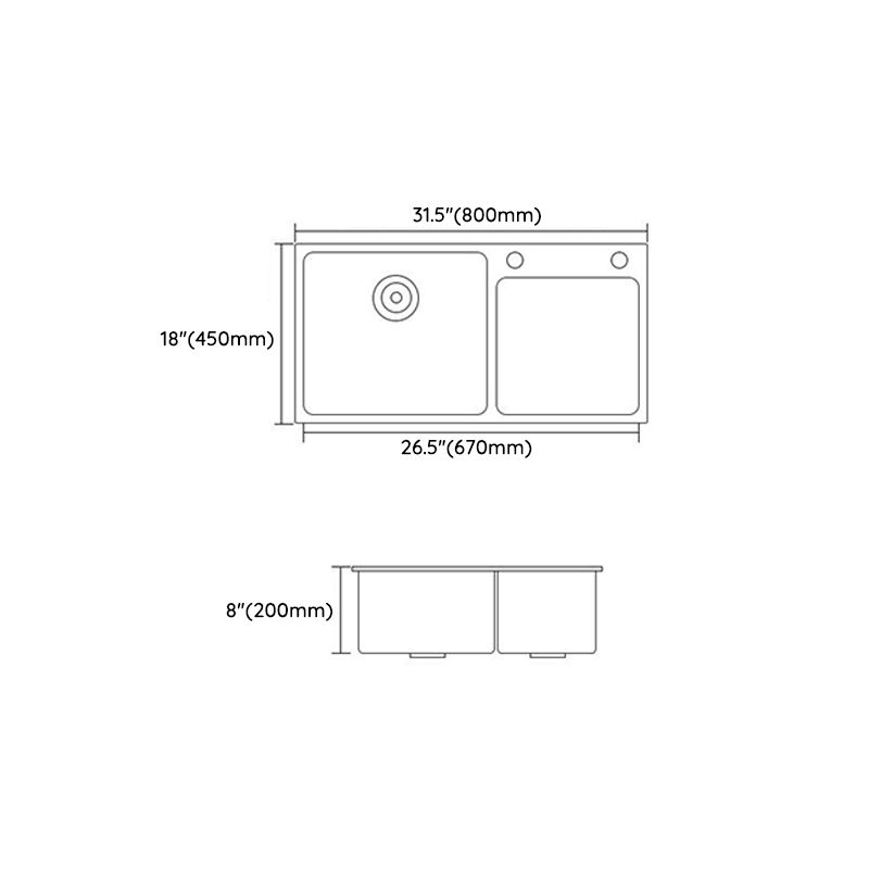 Modern Style Kitchen Sink Quartz Soundproof Kitchen Double Sink with Drain Assembly