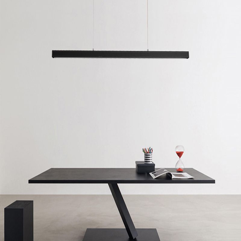 Modern Hanging Light Linear Leather LED Island Light Fixture for Dining Room