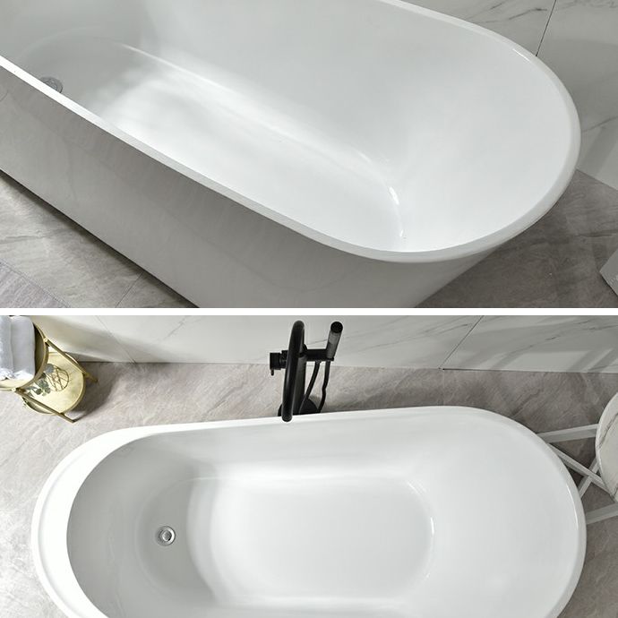 Modern Oval Bathtub White Freestanding Acrylic Soaking Left Bath