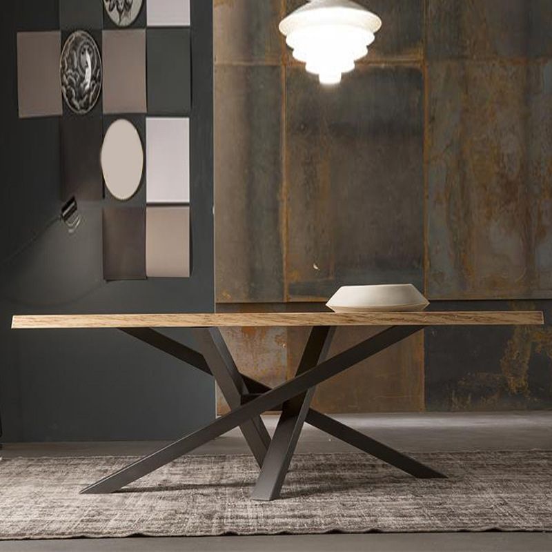 Solid Pine Wood Dining Table Rectangle Table with Pedestal Base