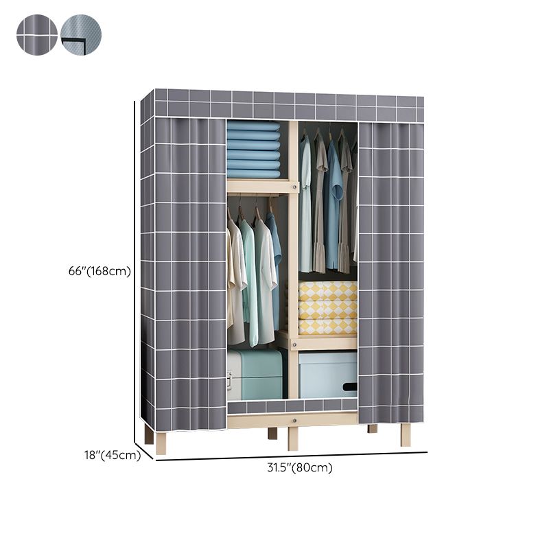 Contemporary Style Wardrobe Pine Solid Wood 1-Door Wardrobe Closet for Bedroom