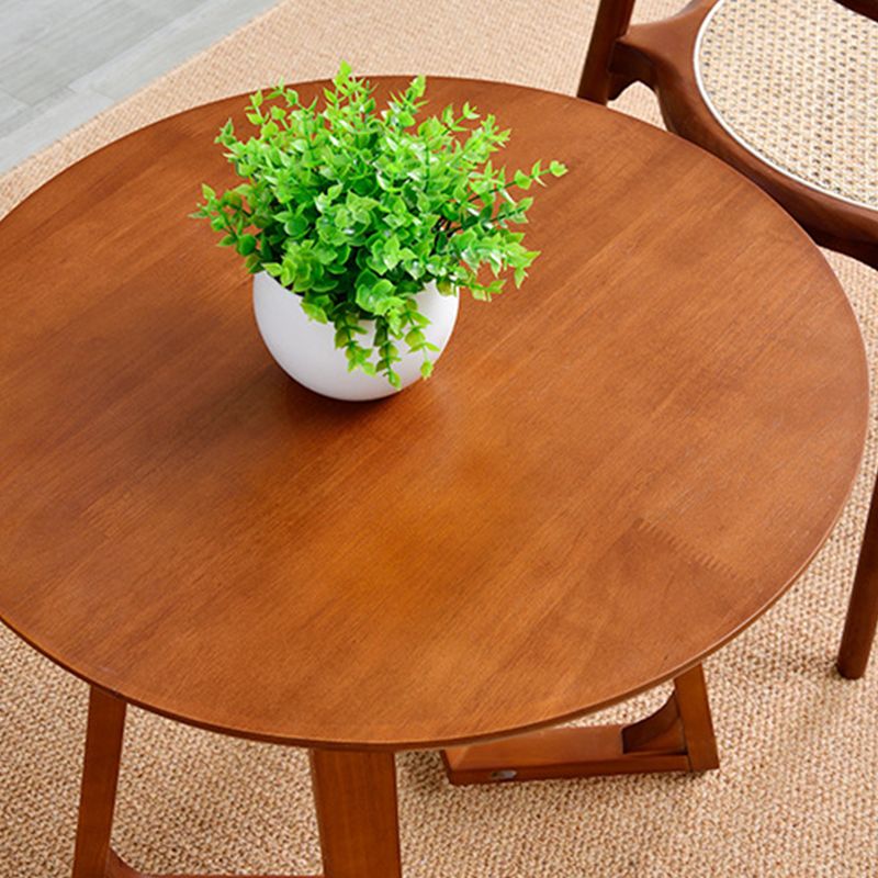 Scandinavian Round Solid Wood Coffee Table 23.6"H Sled Cocktail Table