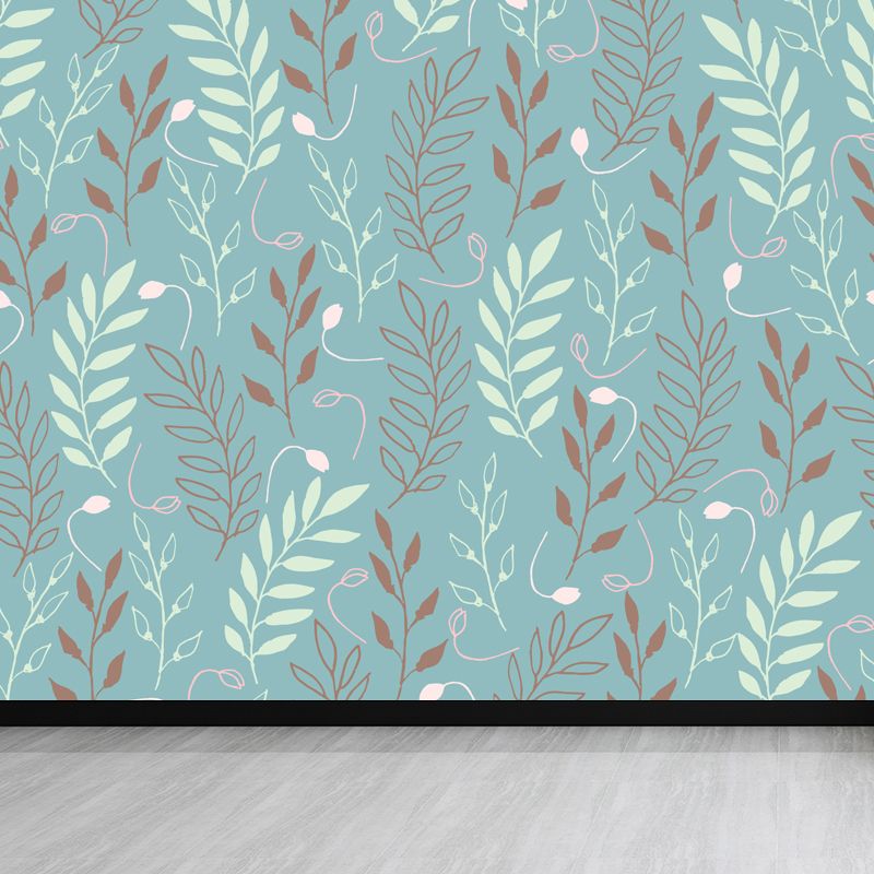 Illustration murale de feuillage de fleurs pour l’intérieur de la maison, couleur douce, taille personnalisée disponible