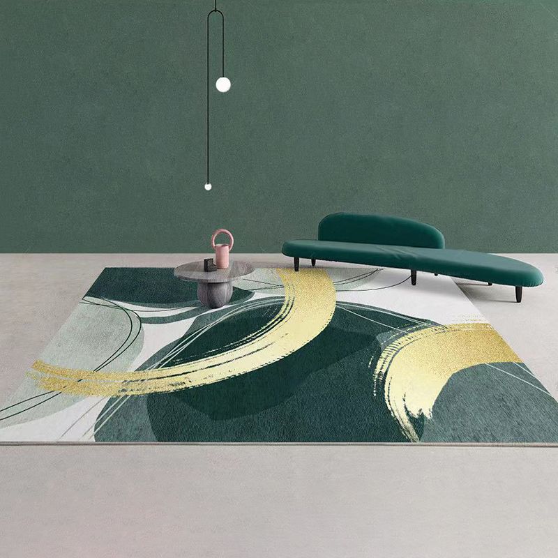 Gorgeous Green Rug Polyester Color Lump Rug Washable Rug for Living Room