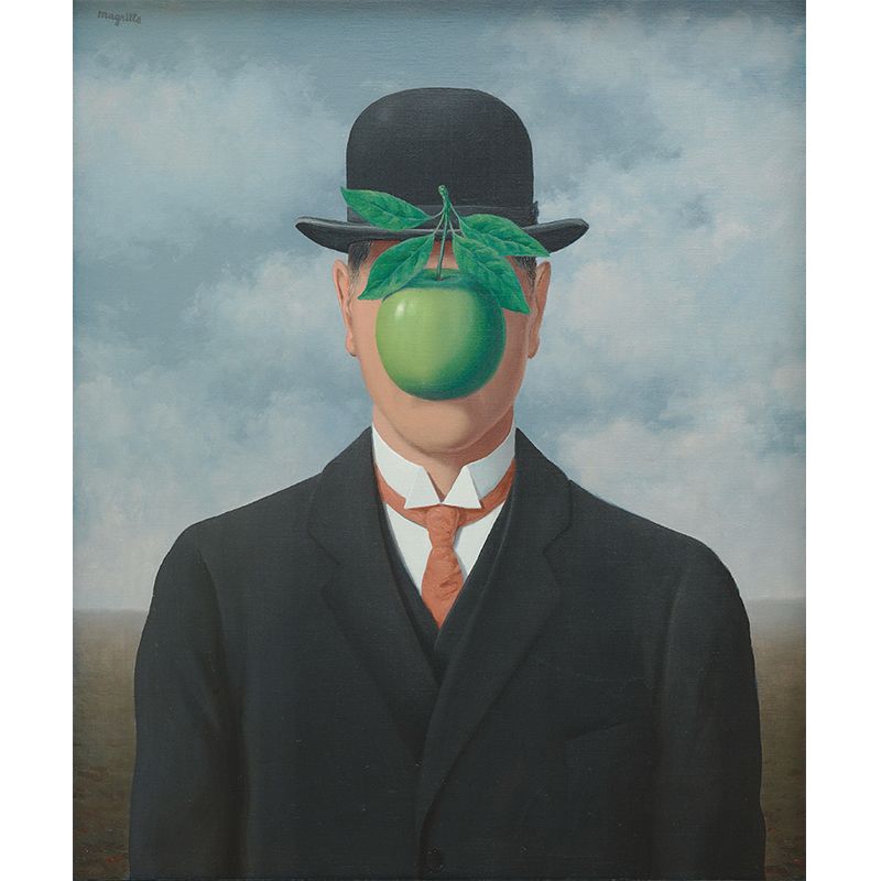 The Son of Man Murals Decal Black-Green Surrealism Wall Covering for Living Room