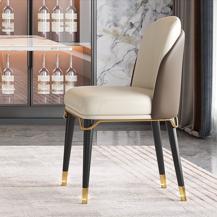 Upholstered Armless Dining Chair Home Faux Leather Dining Side Chair