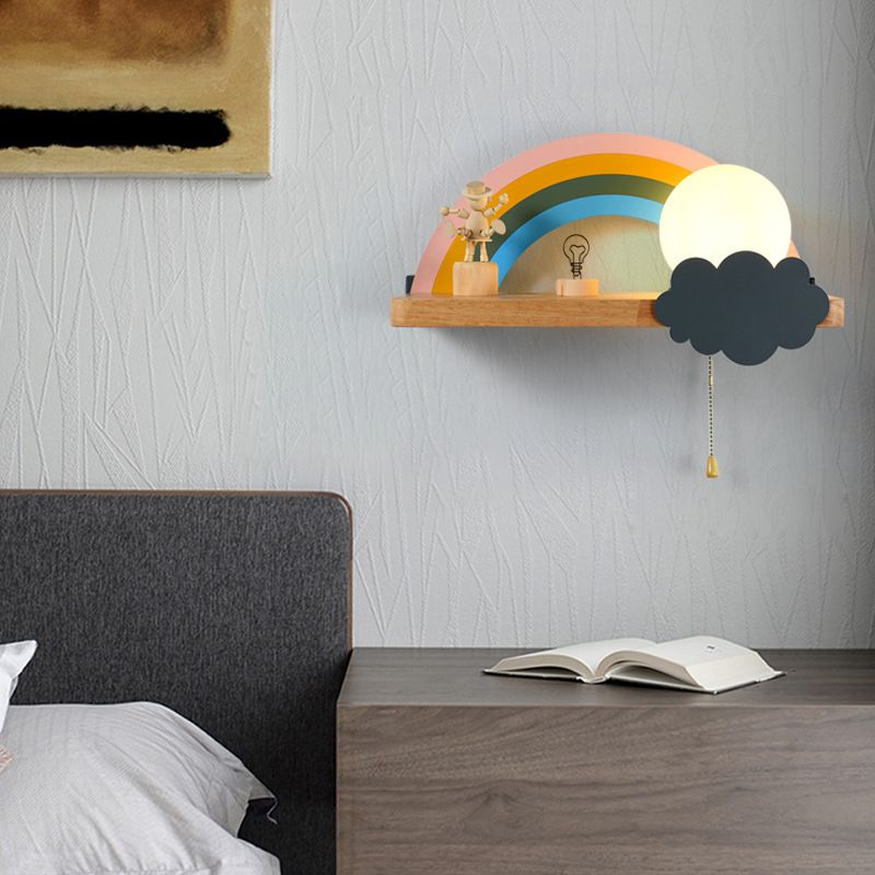 Modern Style Wooden Wall Light Fixture Creative Wall Light Sconce for Child's Room