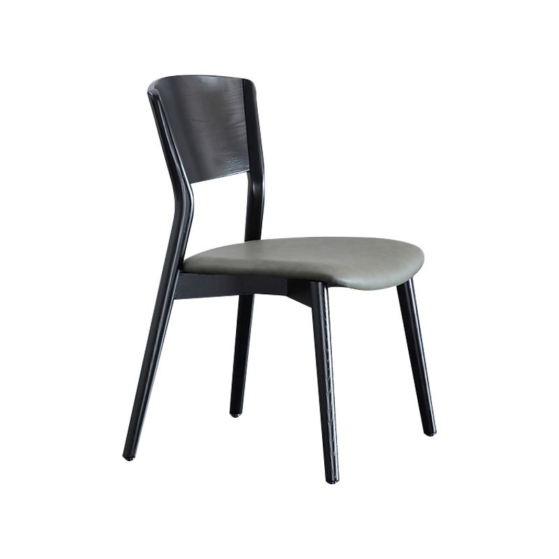 Silla lateral de comedor con respaldo abierto contemporáneo, sillas laterales de madera sin brazos con patas
