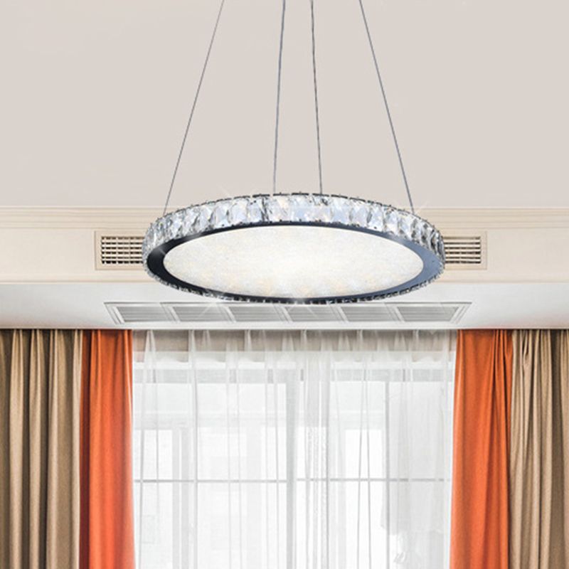 Accesorio de iluminación de araña redonda de cristal LED contemporáneo de níquel LED Luz de techo