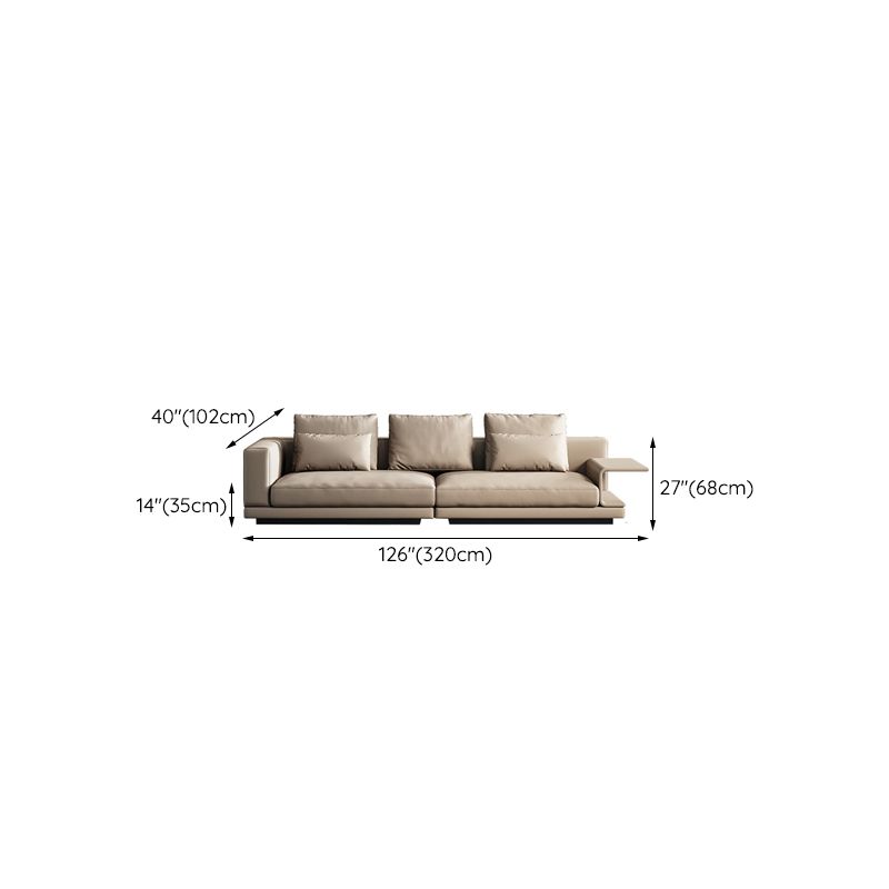 Contemporary Genuine Leather Settee Sewn Pillow Back Seating