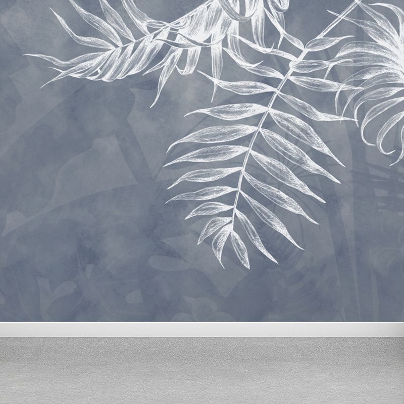Pastel Color Leaves Mural Wallpaper Moisture-Proof Wall Covering for Living Room