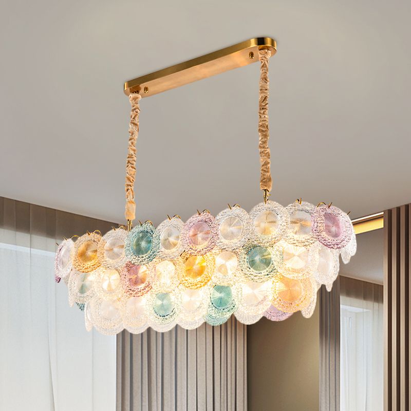 Billard de vitrail à 3 niveaux 14 lumières Modern Island Chandelier pour le restaurant de l'hôtel