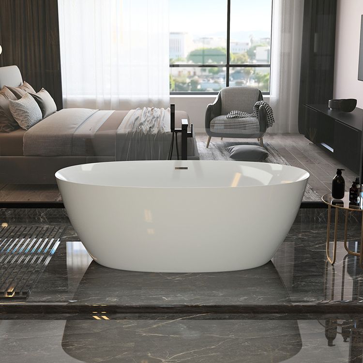 Modern Oval Bathtub Freestanding Acrylic Soaking Back to Wall Bath