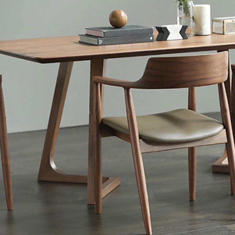 Natural Solid Wood Dining Table Modern Indoor Furniture with Double Pedestal