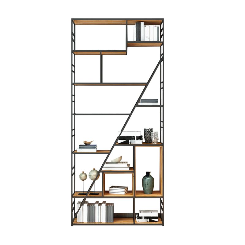 10" W Open Storage Bookcase Modern Metal Frame Bookshelf with Shelves