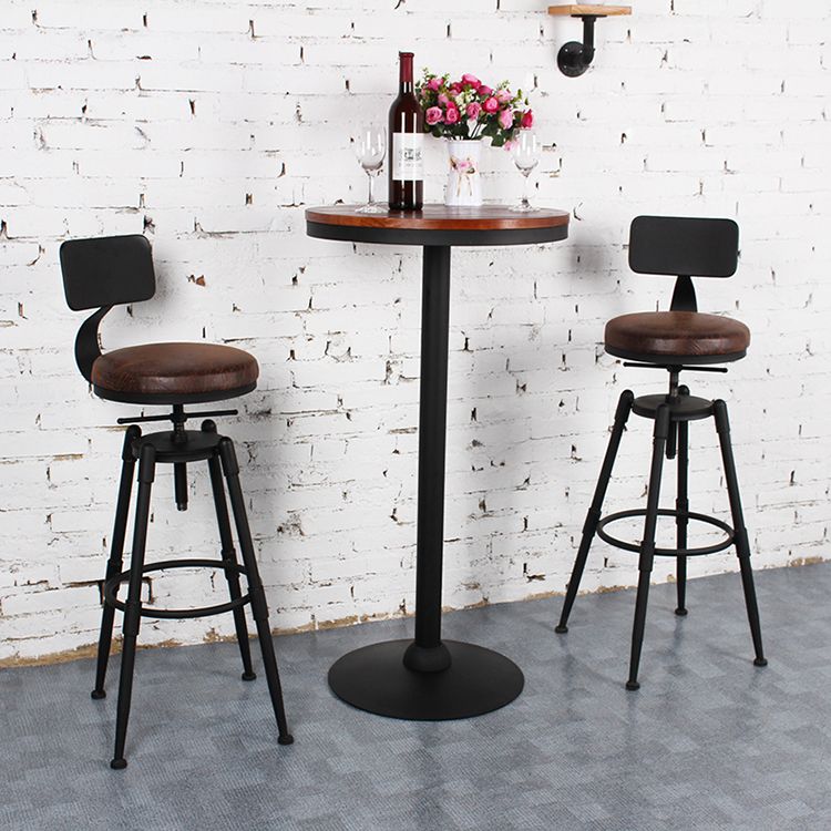 Industrial Rotatable Armless Counter Stool Iron Bar Stool with Pedal