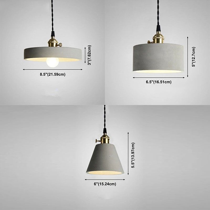 Geométrico Down Lighting Colgante de estilo moderno Cemento 1 Luz de luz Luz accesorios en gris