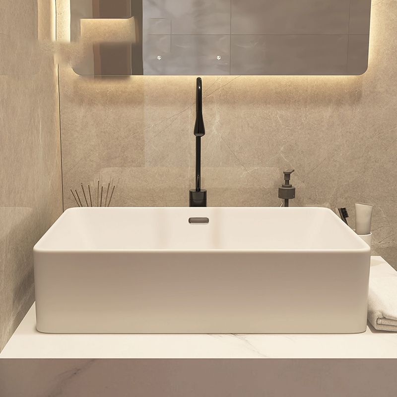 Modern Style White Bathroom Sink Rectangle Ceramic Bathroom Sink