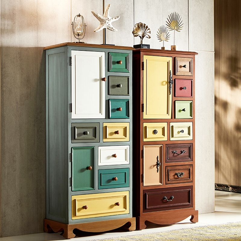 Coastal Storage Chest Dresser Solid Wood Storage Chest with Drawers and Doors