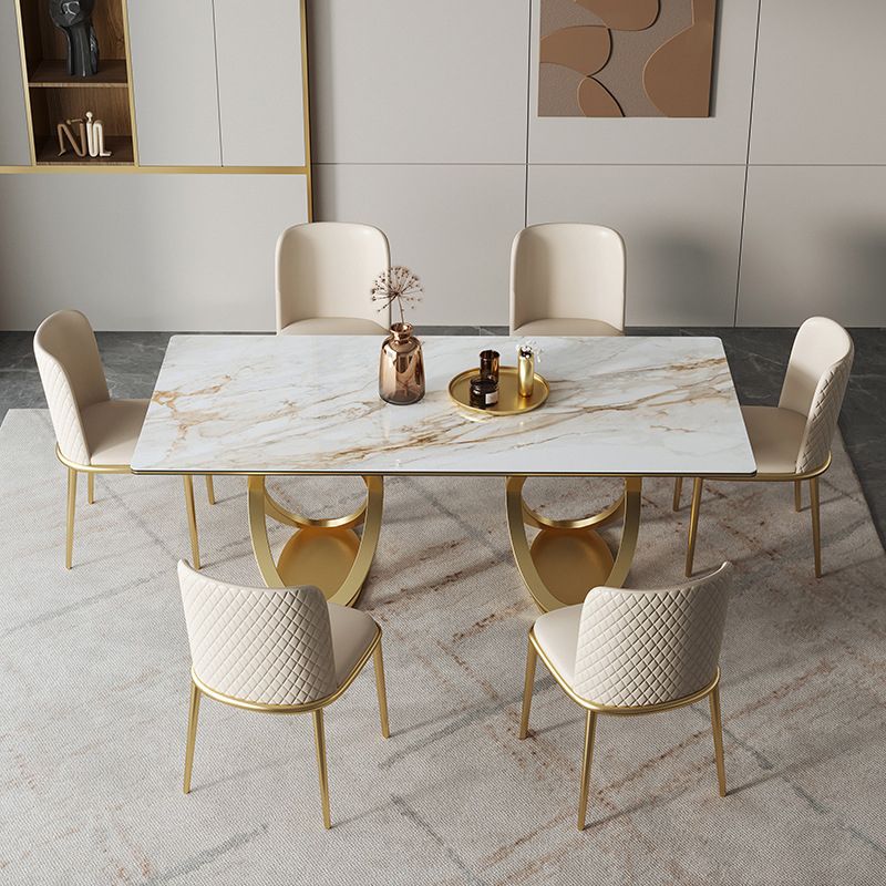Luxury Sintered Stone Top Dining Set Rectangle 1/2/3/5/7 Pieces Dining Table with Chairs