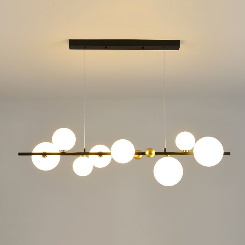 Glass Globe Island Pendant Modern 8-Lights Island Lighting for Dining Room