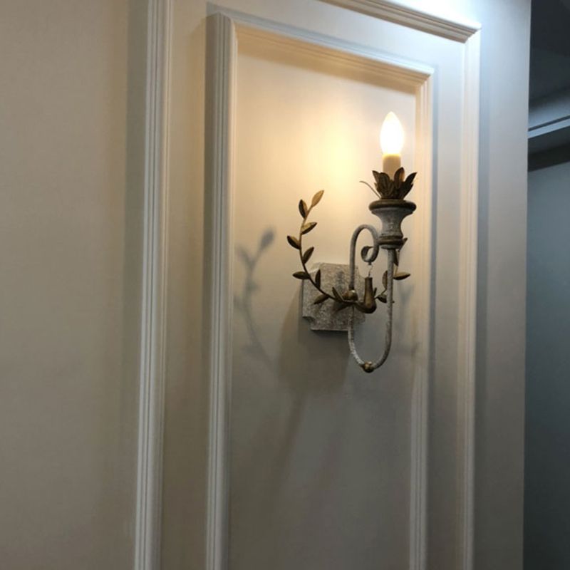 Candle Shape Wood Wall Sconces Modern 1-Light Wall Mount Light Fixture in Gold