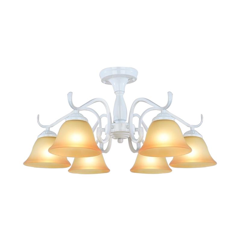 Tan Glass wijd uitlopen kroonluchter licht traditioneel 6/8 lichten woonkamer hanger verlichtingsarmatuur in het wit