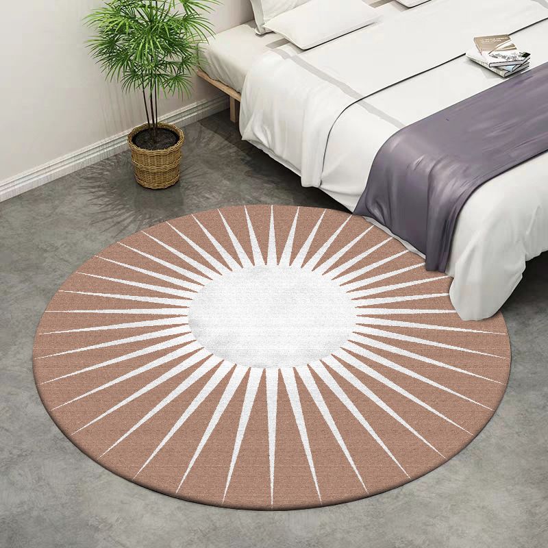 Funky Radial Pattern Rug Brown and Yellow Modern Rug Polyester Washable Non-Slip Backing Area Rug for Living Room