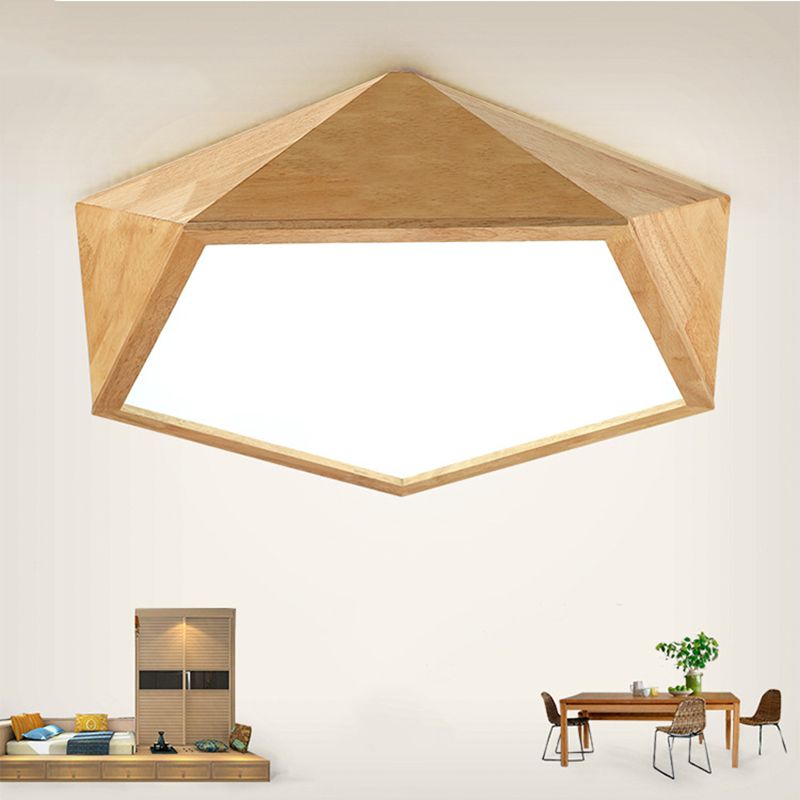 Pentagon Hout Flush Mount Plafond Lamp Fixture Nordic Dining Room Flush Mount Verlichting Armaturen