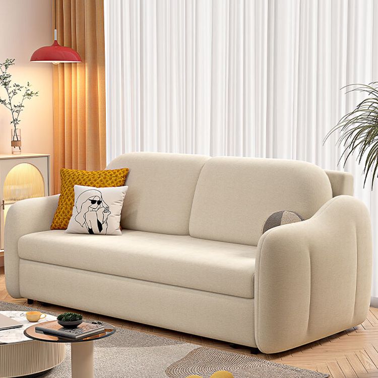 Beige Cushion Back Futon Foldable Pillow Included Sleeper Sofa