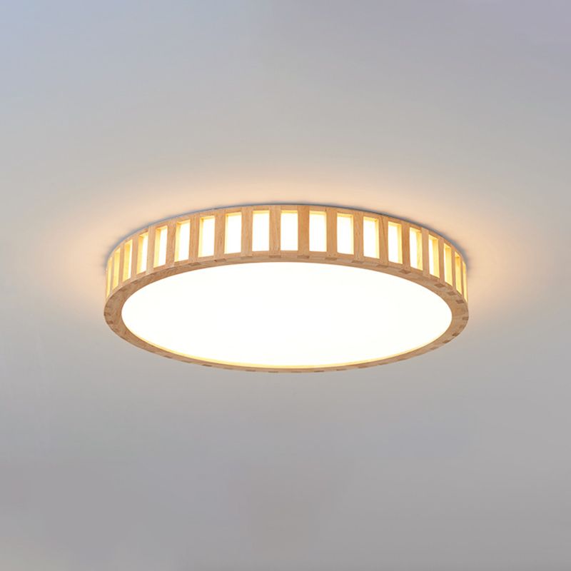 Bois 1-Flush léger Mount Ceiling Fixture Modern Style Drum Flush Mount Lamp for Living Room