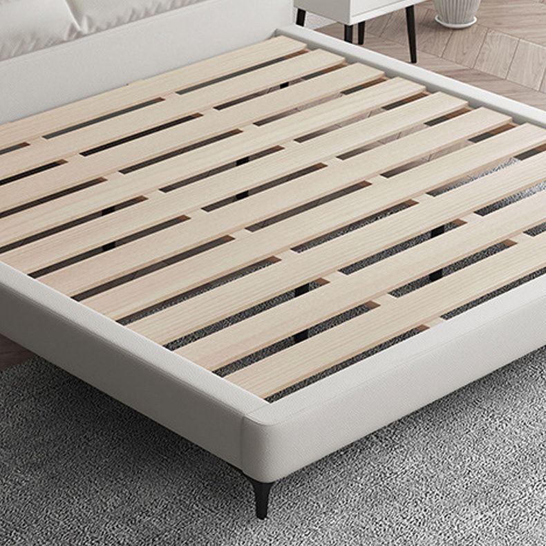 White Modern Standard Bed Foam Bed Frame with Custom Gold Legs