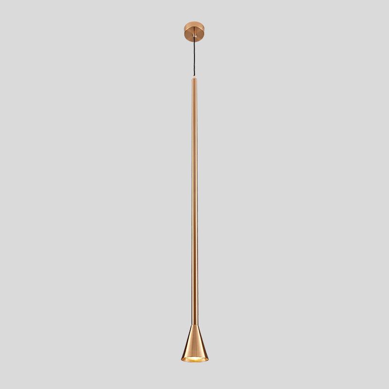 Postmodern Minimalist Conical Pendant Lamp Metallic Kitchen Bar LED Suspension Light