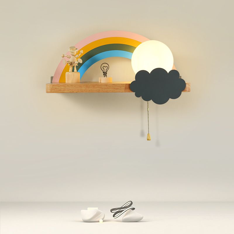 1-Licht-Glaswandbeleuchtung Kinderstil Ballform Wandmontage Leuchte in Weiß