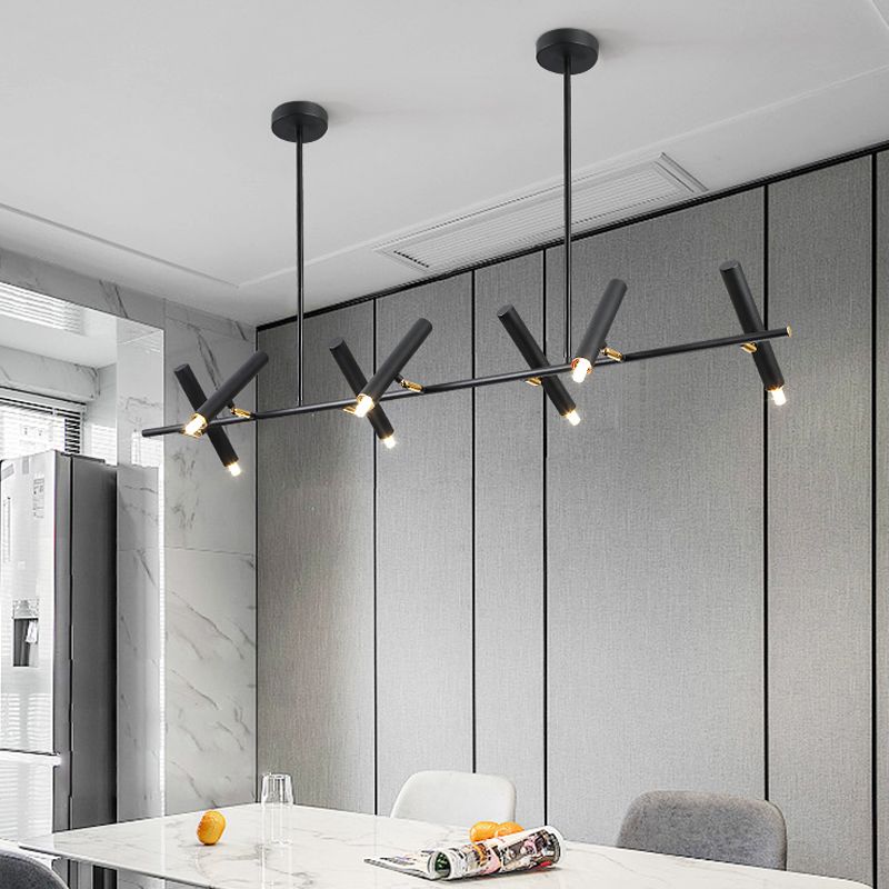 Black metalen tracklamp eenvoudige stijl multi-head lineaire restaurant eilandverlichting armaturen