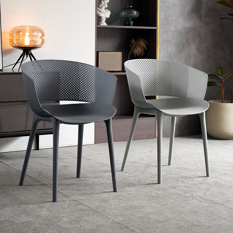 Open Back Dining Side Chair Modern Home Plastic Dining Arm Chair