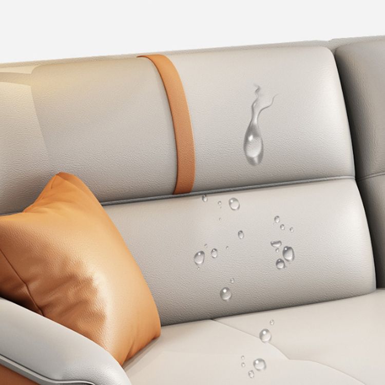 Pillow Top Arm Sofa 35.43" High Faux Leather Sofa for Living Room