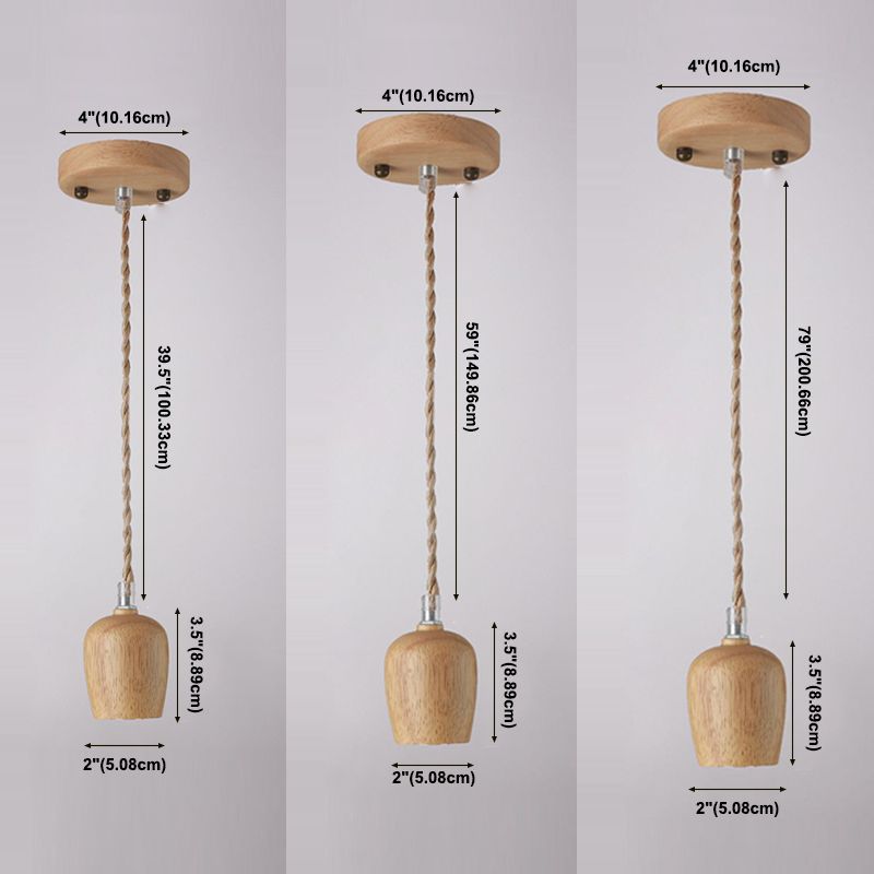 Offene Glühbirne hängende Licht nach unten Licht Holzhängung Licht für Wohnzimmer Schlafzimmer