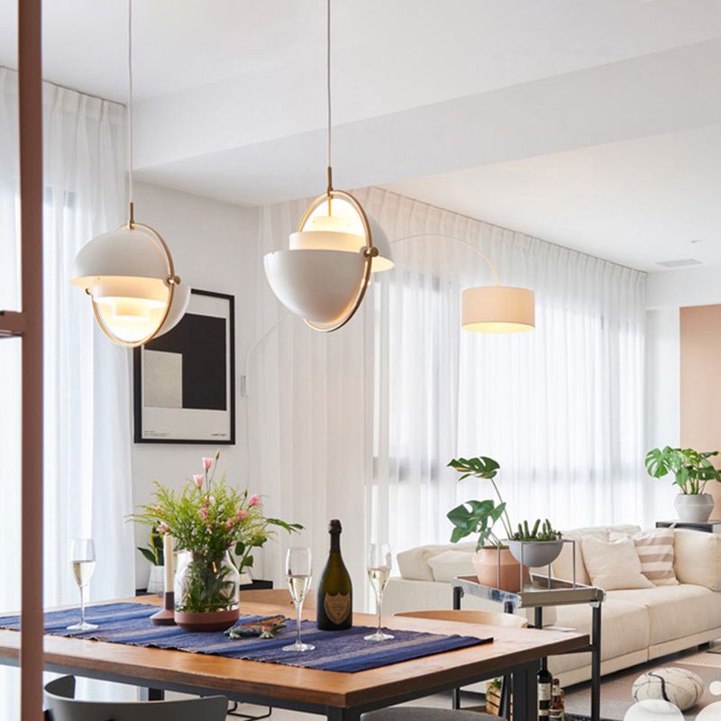 Contemporary Shaded Hanging Light Fixture Metal Living Room Ceiling Pendant Light