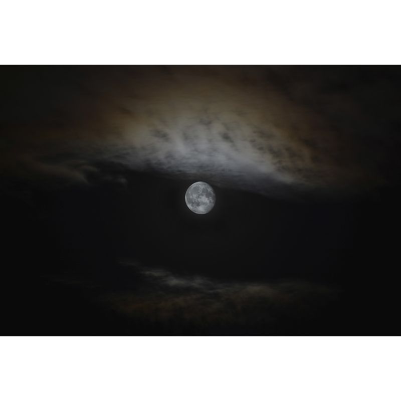 Full Moon on Sky Mural Black-Grey Modern Wall Covering for Accent Wall, Size Optional