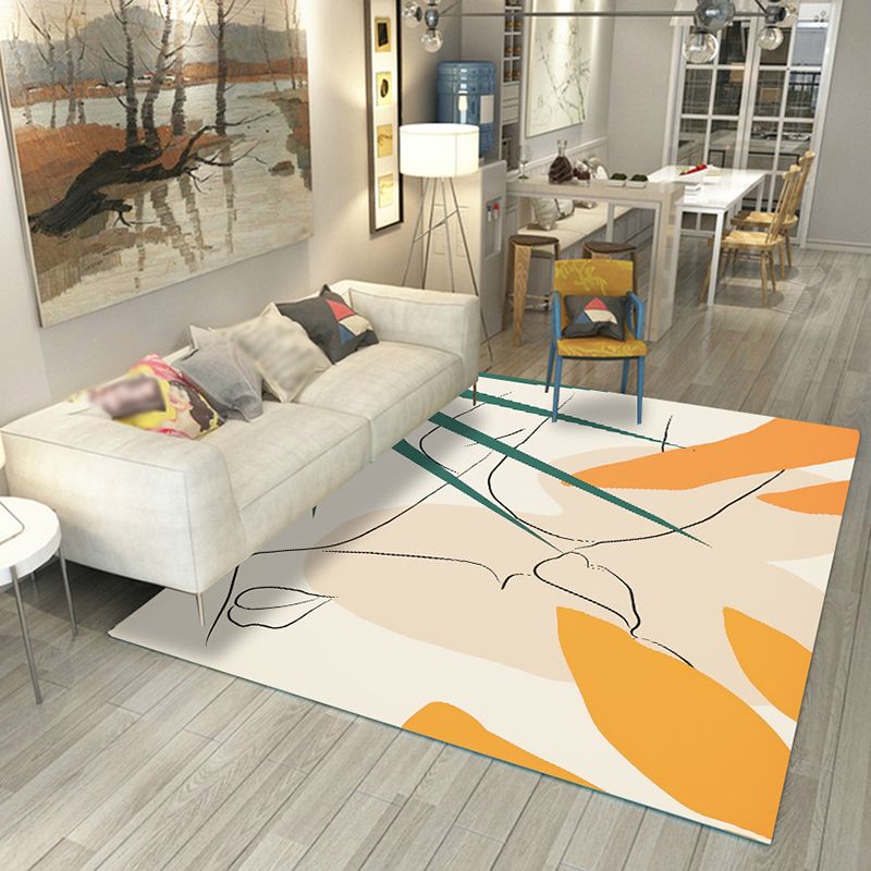 Navy Modern Indoor Rug Polyester Color Block Area Rug Washable Rug for Living Room