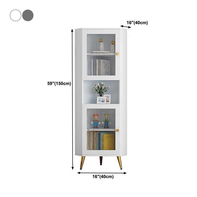 Contemporary Storage Cabinet with Shelf and Glass Doors Triangle Cabinet