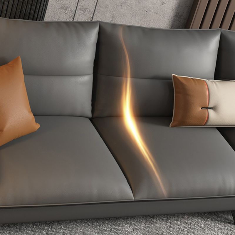 Glam Stationary Flared Arm Genuine Leather Living Room Sofa Chaise