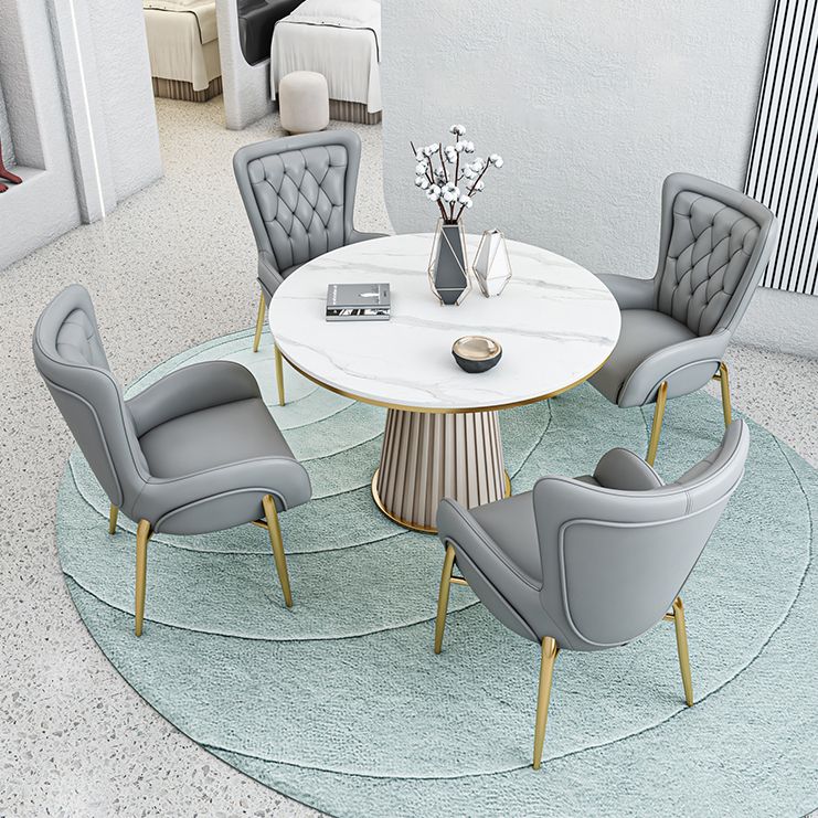 Scandinavian Fixed Dining Room Table Set with Pedestal Base Dining Table Furniture