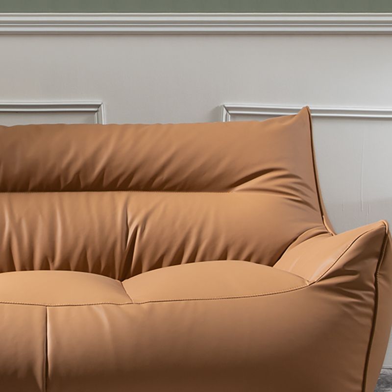 Modern Faux Leather Pillow Top Arm Sofa Sewn Pillow Back Sofa for Apartment