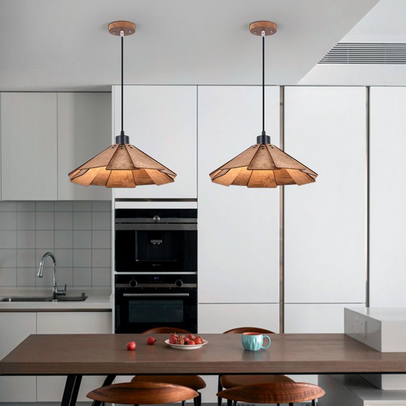 Moderne stijl geometrische down verlichting hout 1 lichte hangende lamp voor eetkamer