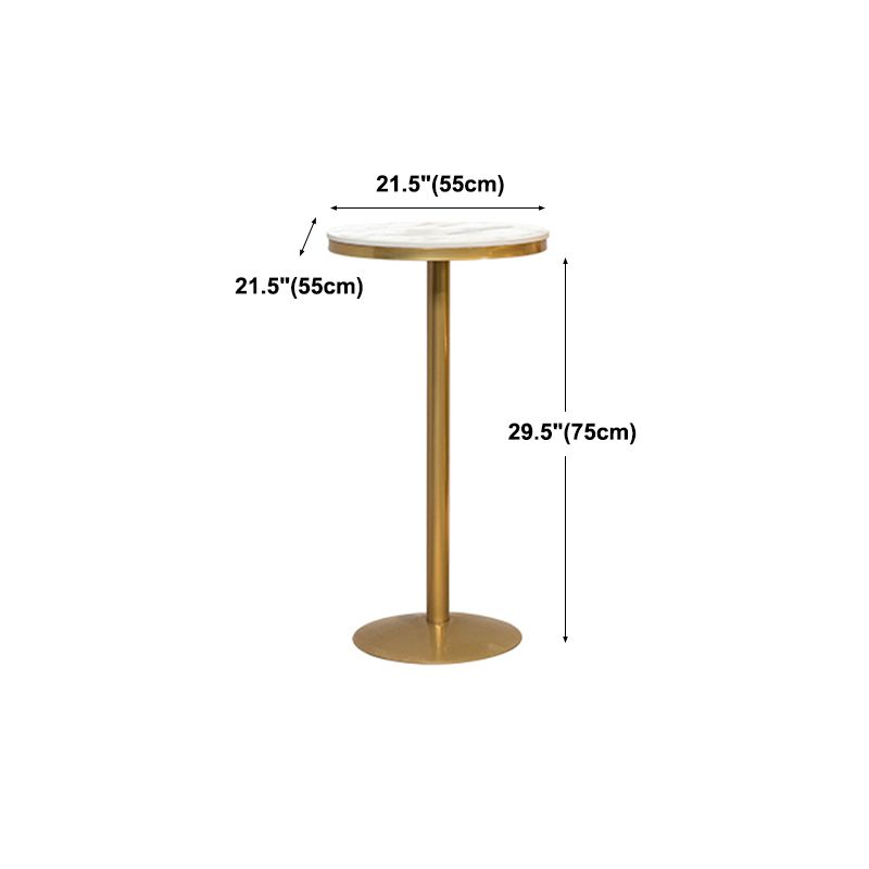 Glam Faux Marble Bistro Table Indoor Gold Steel Bar Dining Table with Single Pedestal