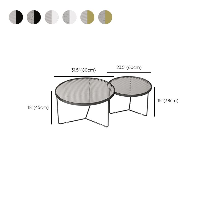 Modern Round Coffee Table Glass Top Nesting Coffee Table Set