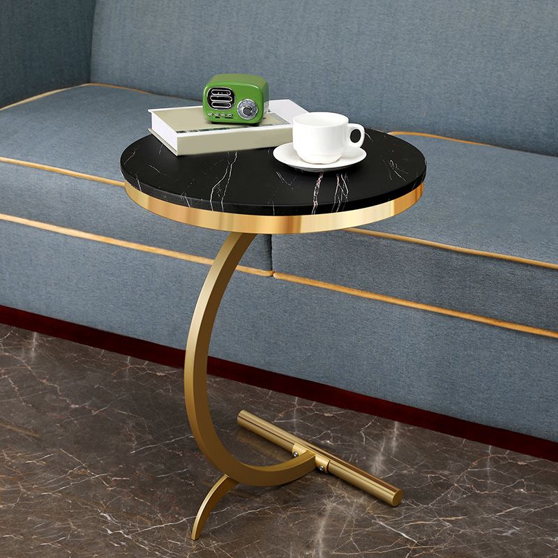 Round Side Wood Top End Table Abstract Sofa Side End Table for Living Room