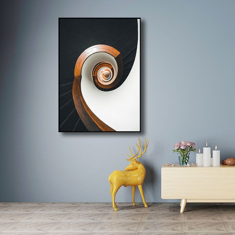 Decoratieve wervelende trap schilderij hedendaagse canvas muur kunst print in lichte kleur